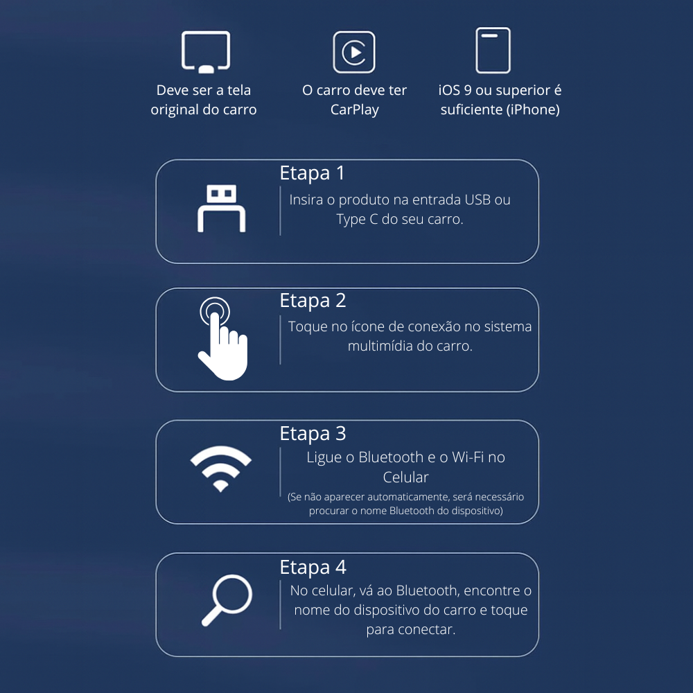 Adaptador Bluetooth AppleCarPlay/AndroidAuto
