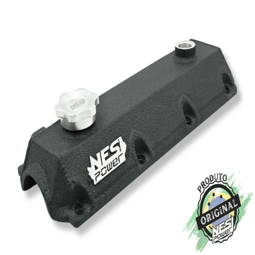 Tampa de Válvulas Vw Ap 8v - Preto Texturizado - Com Suporte P/ Sensor