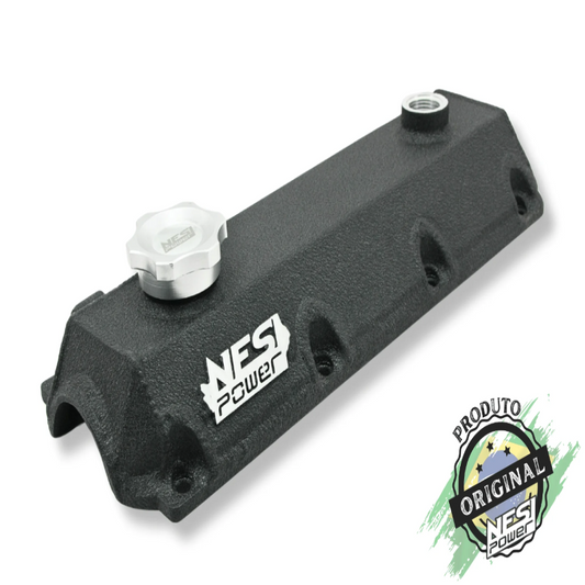 Tampa de Válvulas Vw Ap 8v - Preto Texturizado - Com Suporte P/ Sensor