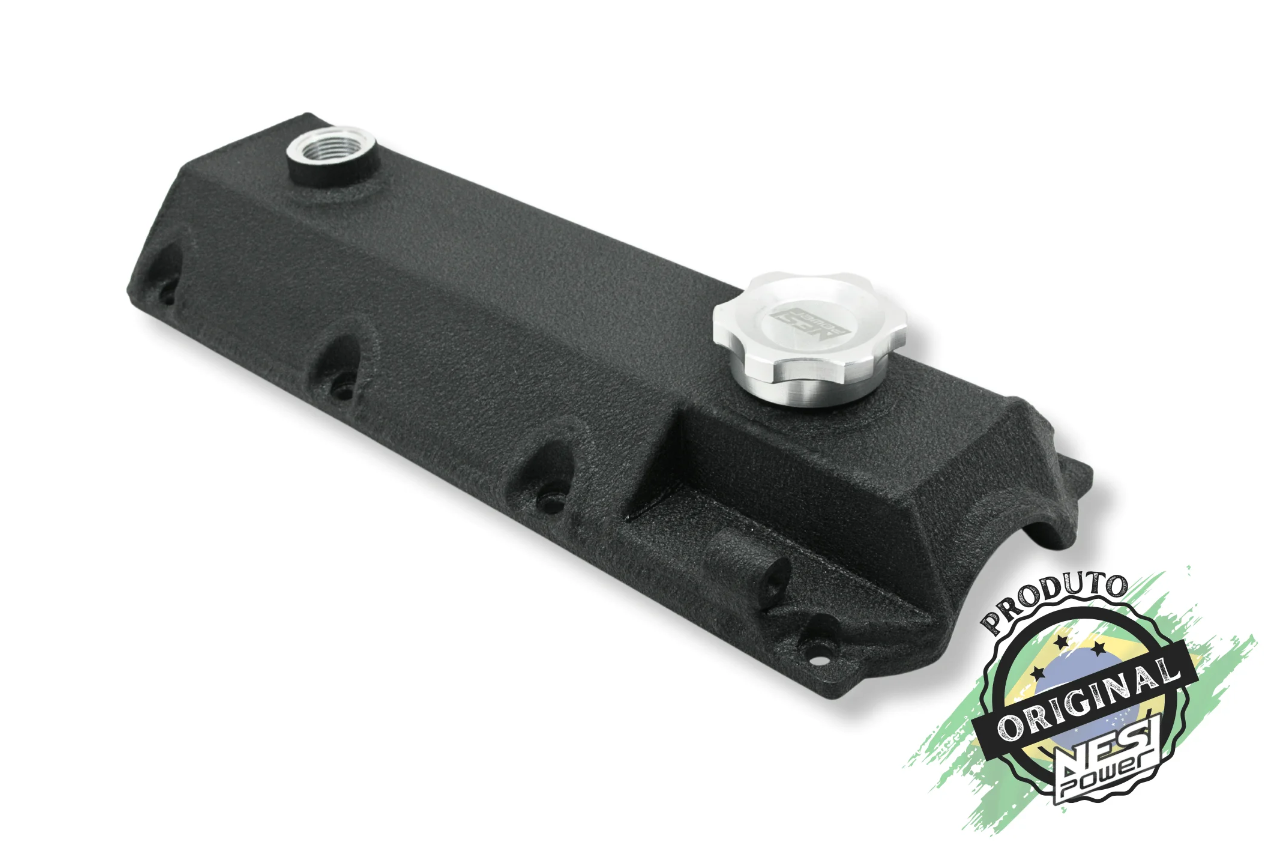 Tampa de Válvulas Vw Ap 8v - Preto Texturizado - Com Suporte P/ Sensor
