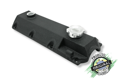 Tampa de Válvulas Vw Ap 8v - Preto Texturizado - Com Suporte P/ Sensor