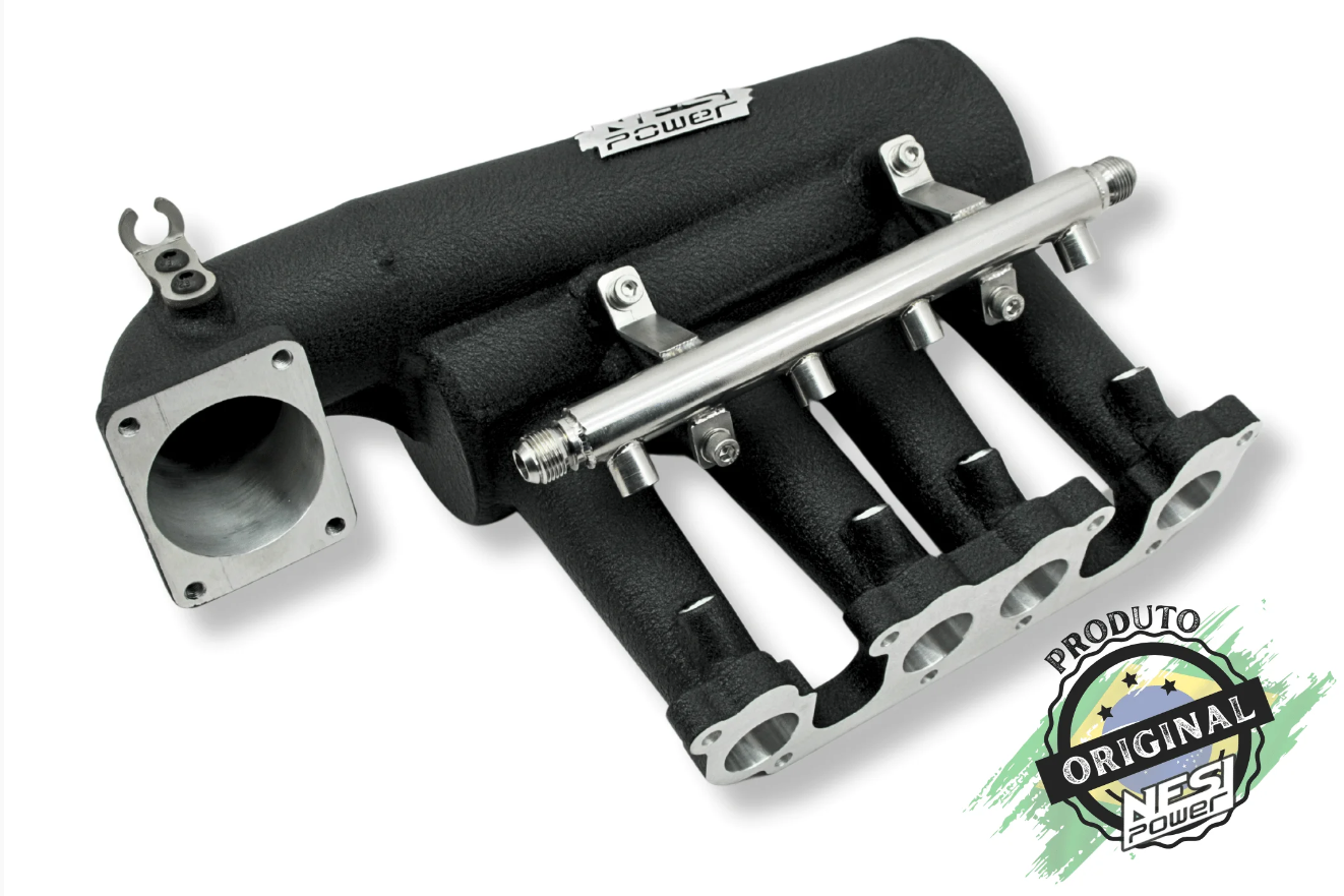Coletor Dualplenum Vw Ap 8v Fluxo Cruzado Borboleta para Frente 4 Bicos -  Preto Texturizado