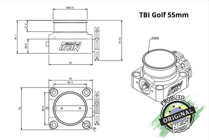 Corpo de Borboleta Padrão Golf Audi 55mm Tbi Billet Preto - Nesi Power