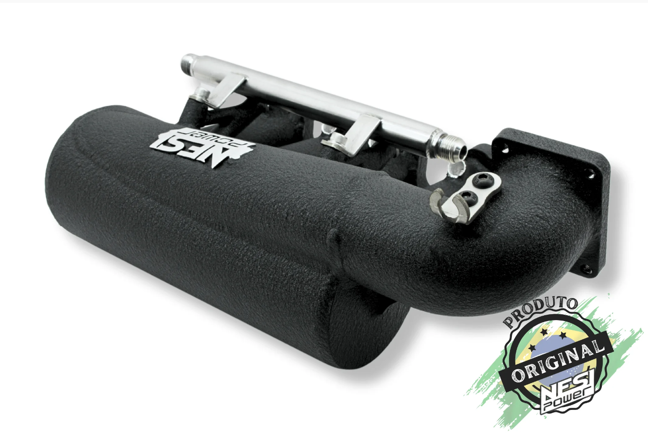 Coletor Dualplenum Vw Ap 8v Fluxo Cruzado Borboleta para Frente 4 Bicos -  Preto Texturizado