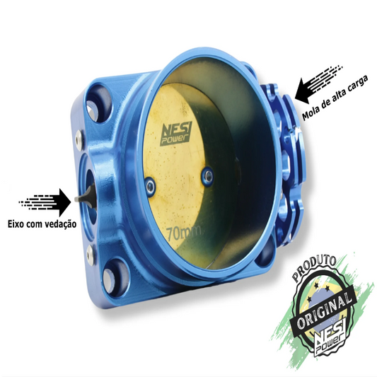 Corpo de Borboleta Padrão Ômega 70mm Tbi Billet Azul - Nesi Power