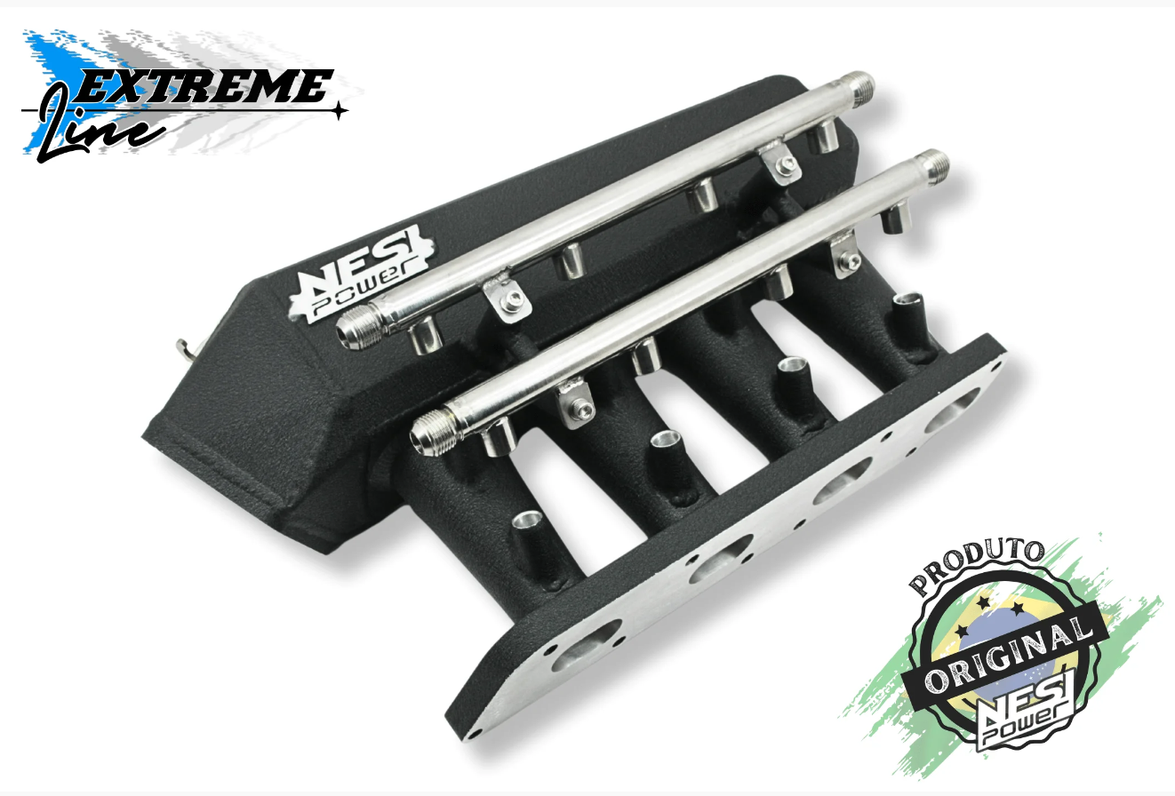 Coletor Singleplenum Gm C20xe Chevette Borboleta para Frente 8 Bicos - Preto Texturizado