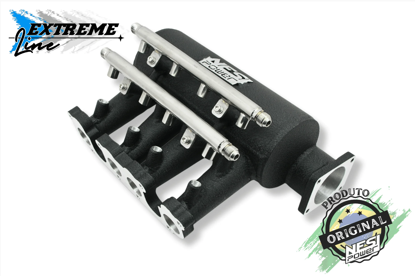 Coletor Dualplenum Vw Ap 8v Fluxo Cruzado Borboleta para Frente 8 Bicos -  Preto Texturizado
