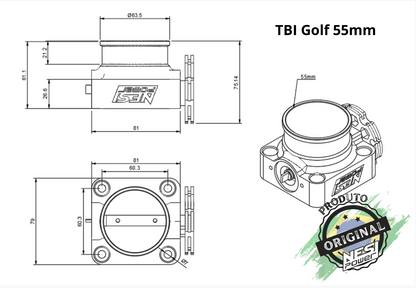 Corpo de Borboleta Padrão Golf Audi 55mm Tbi Billet Vermelho - Nesi Power